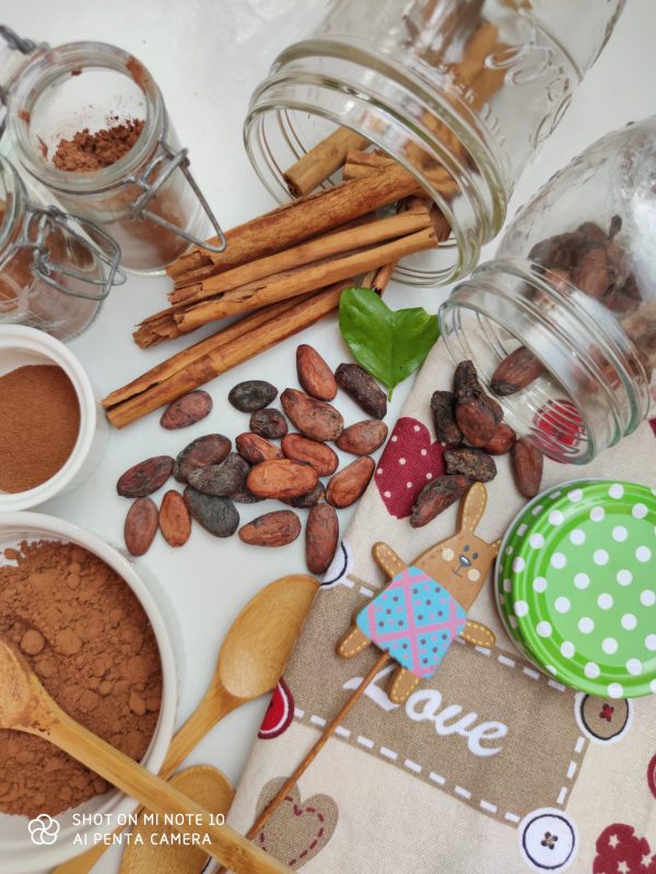 foto de cacao entero y canela ecológica